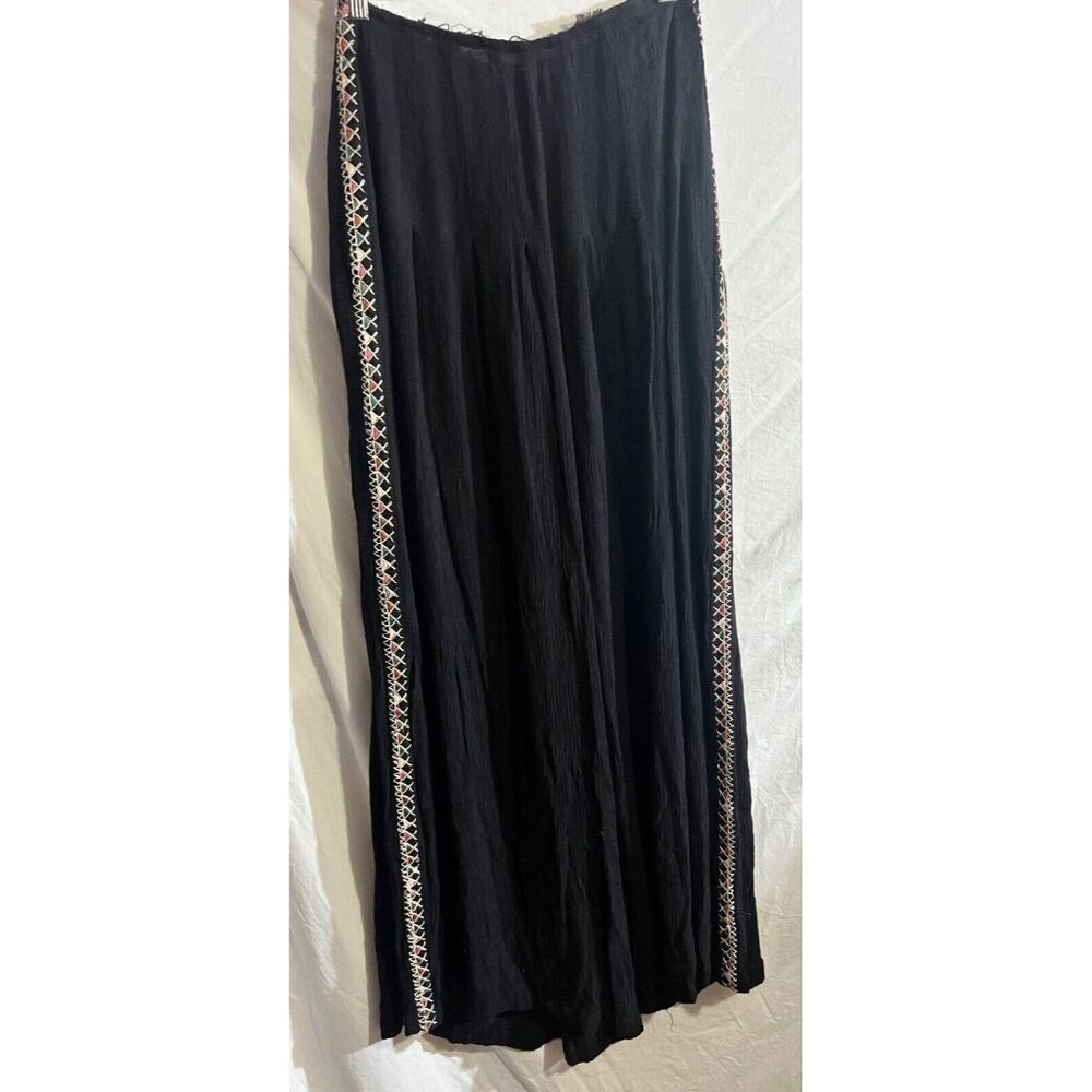 Free People Pants Women's 2 Black Wide Leg Slouchy Pull On Boho Indie